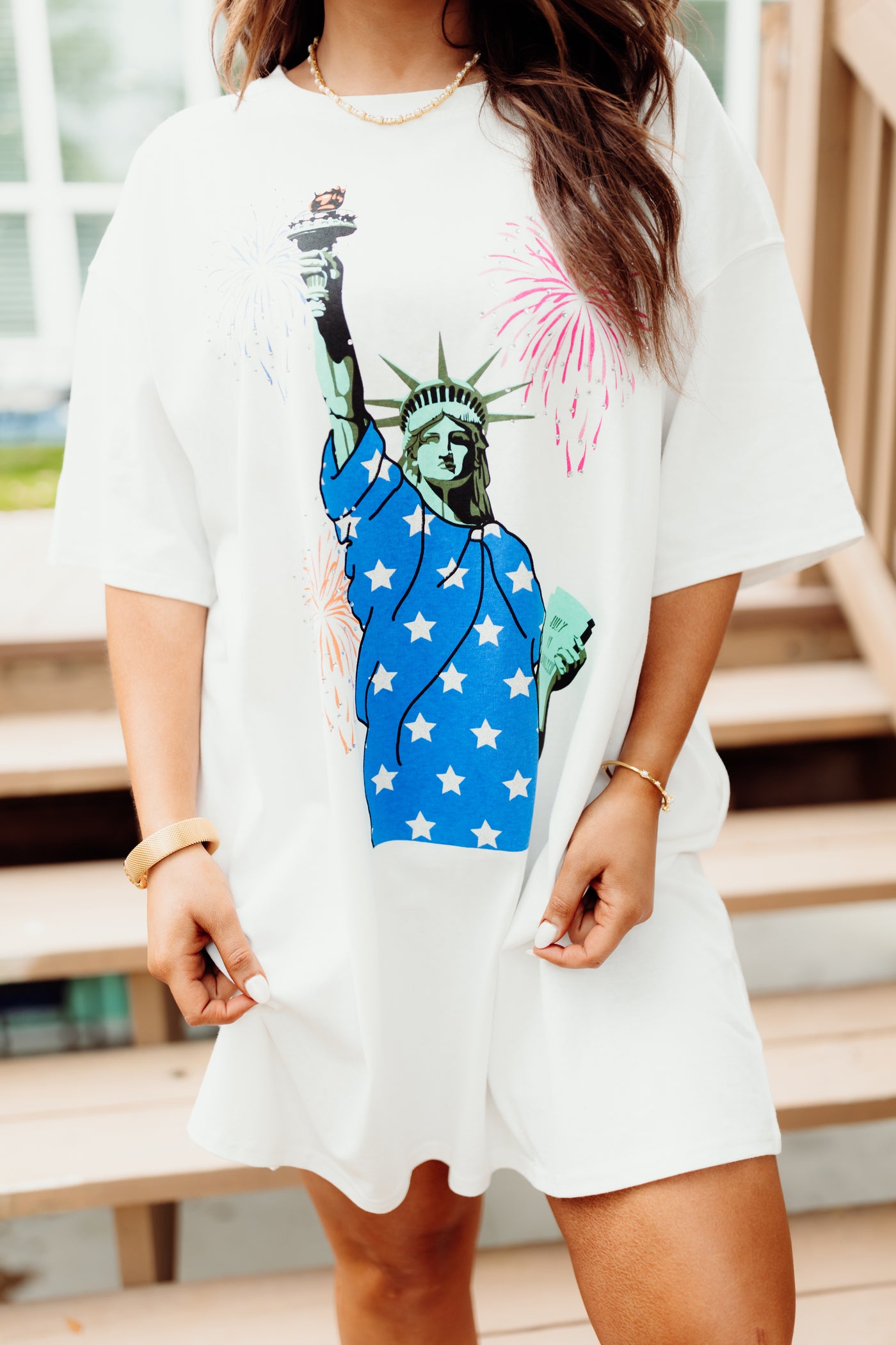 White Statue Of Liberty Tee Dress