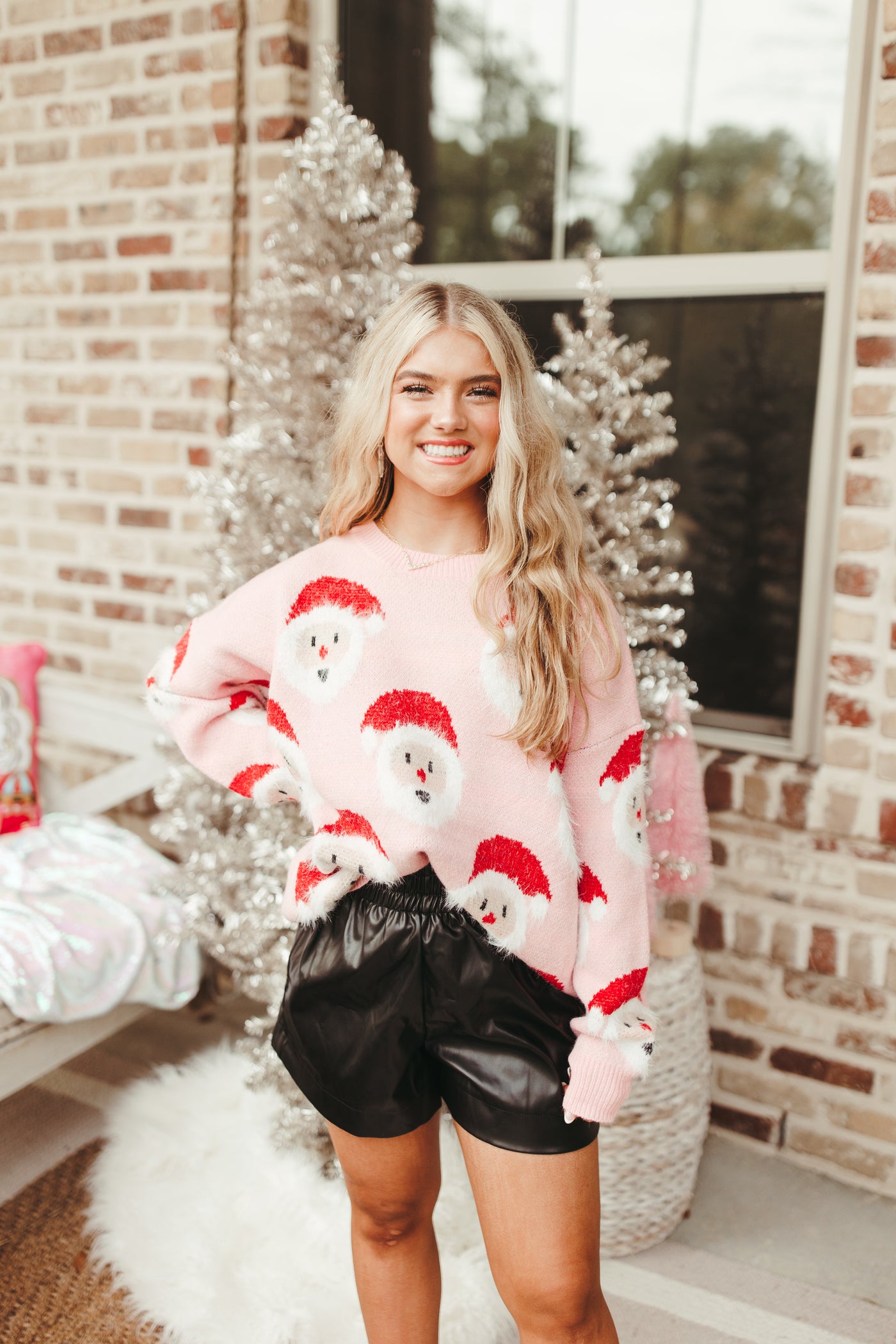 Pink Fuzzy Santa Sweater