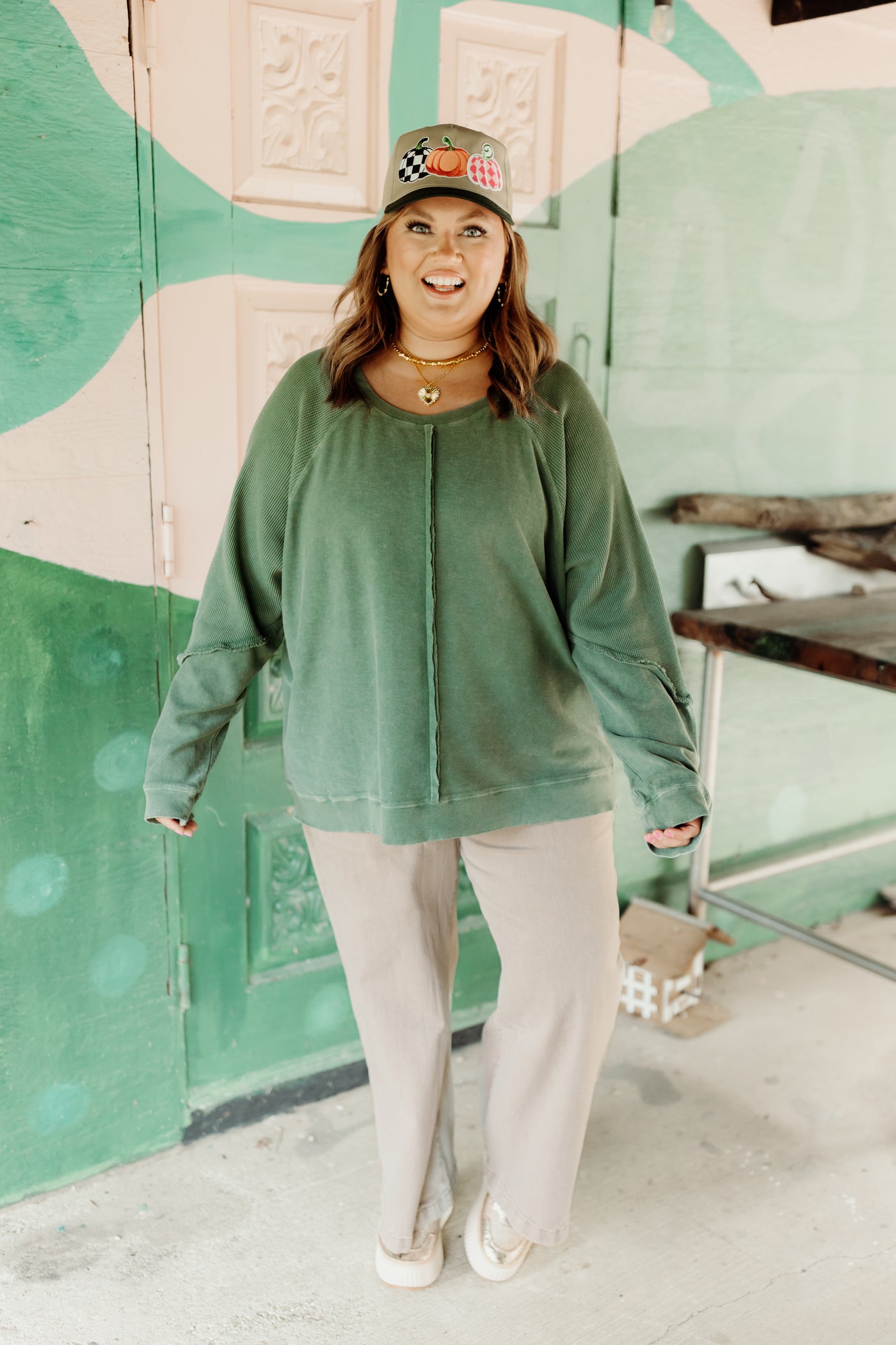 Olive Reverse Seam French Terry Pullover