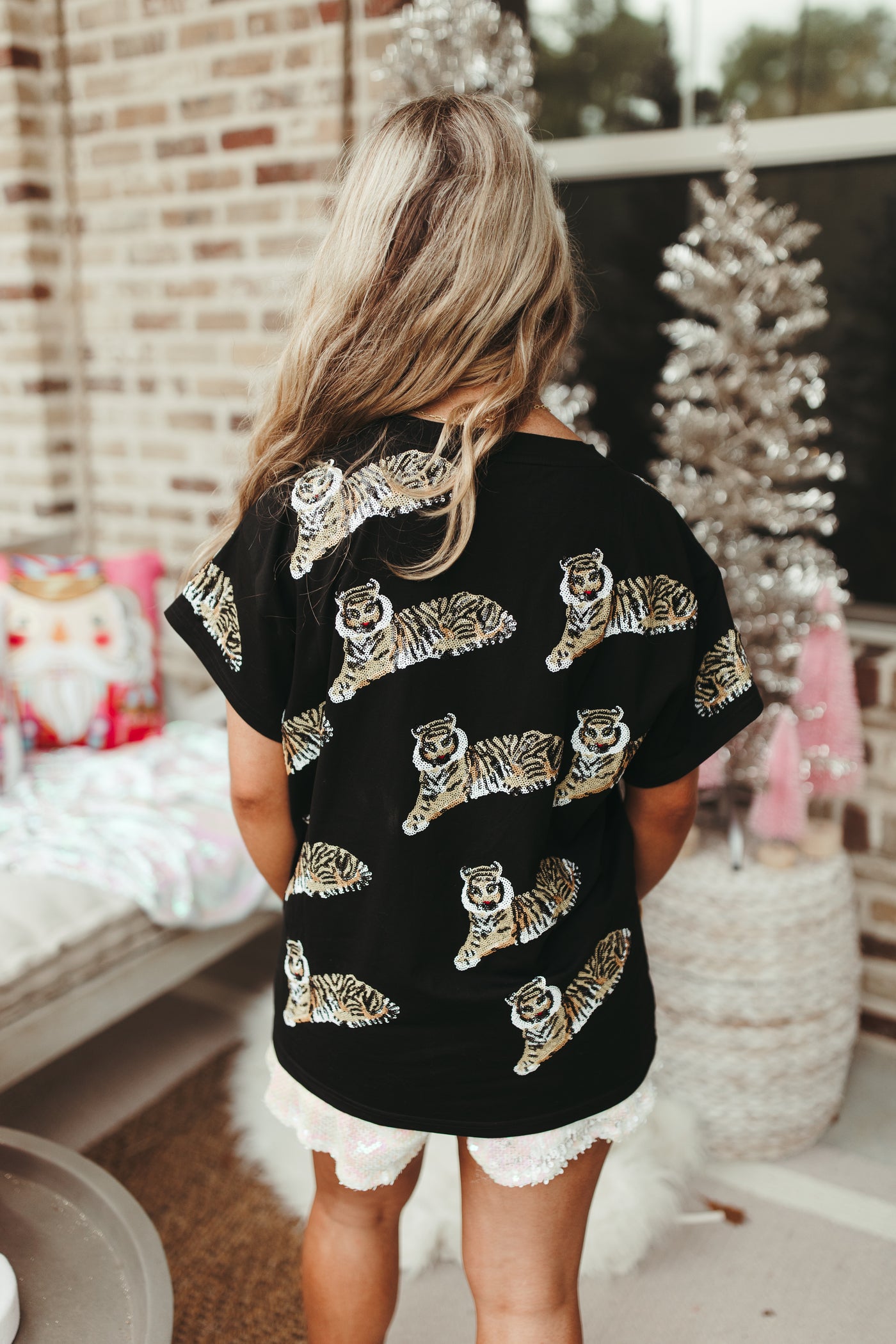 Queen Of Sparkles Black Scattered Tiger Tee
