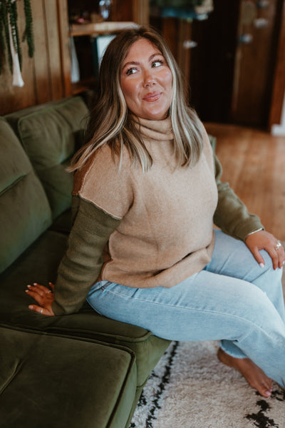 Latte/Olive/Mocha Turtleneck Oversized Sweater