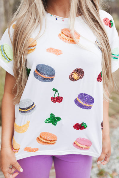 Queen Of Sparkles White Macaroon Tee