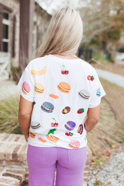 Queen Of Sparkles White Macaroon Tee