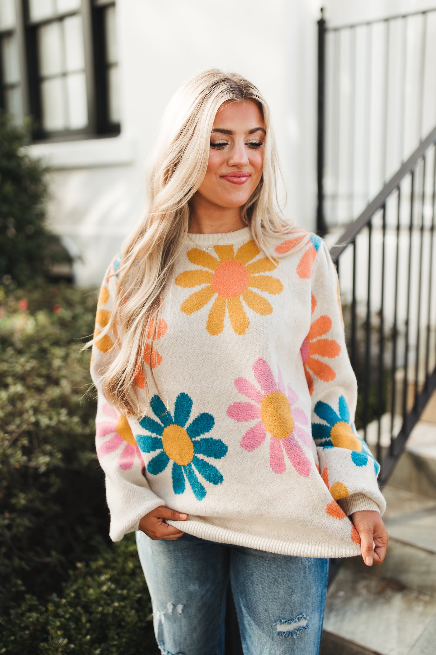 Natural Mix Floral Print Sweater