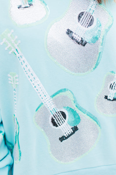 Queen Of Sparkles Mint Guitar Sweatshirt