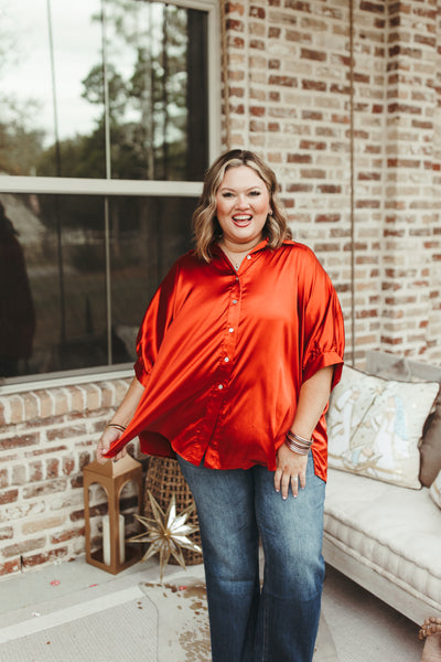 Adrienne Rust Oversized Button Down Blouse