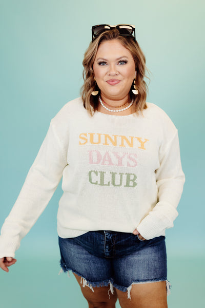 White Sunny Days Club Light Weight Sweater