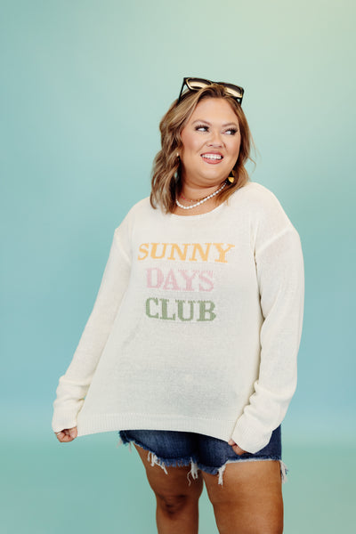 White Sunny Days Club Light Weight Sweater