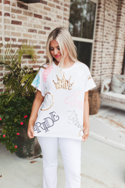 Queen Of Sparkles White Bride All Over Tee