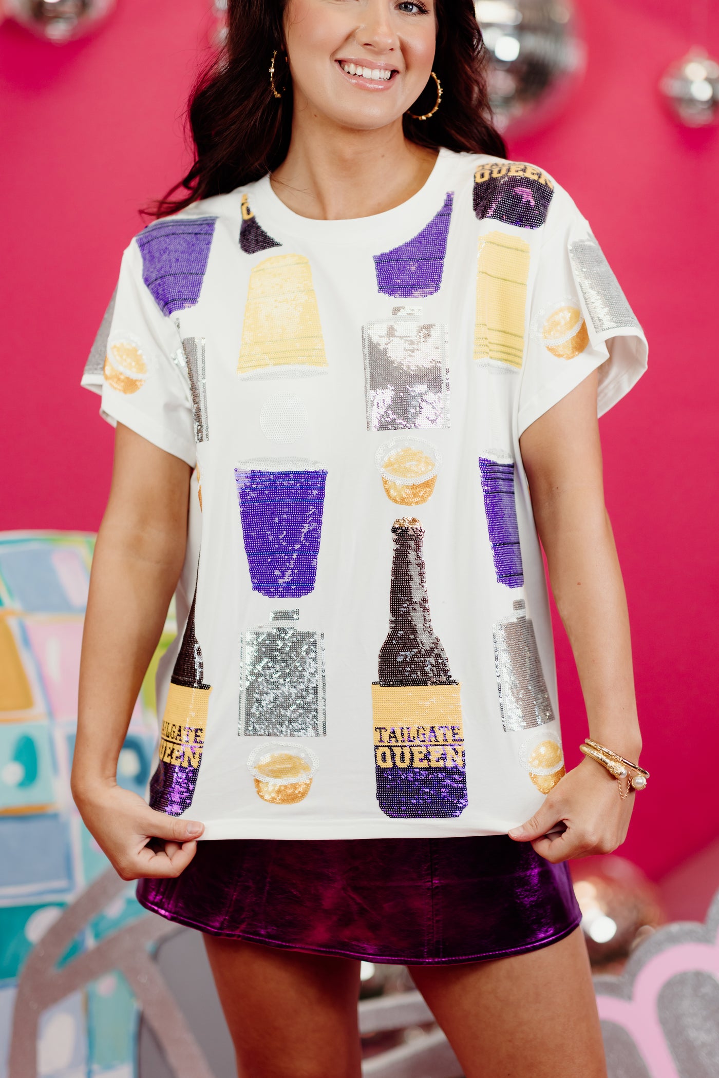 Queen Of Sparkles Purple & Yellow All Over Icon Drink Tee