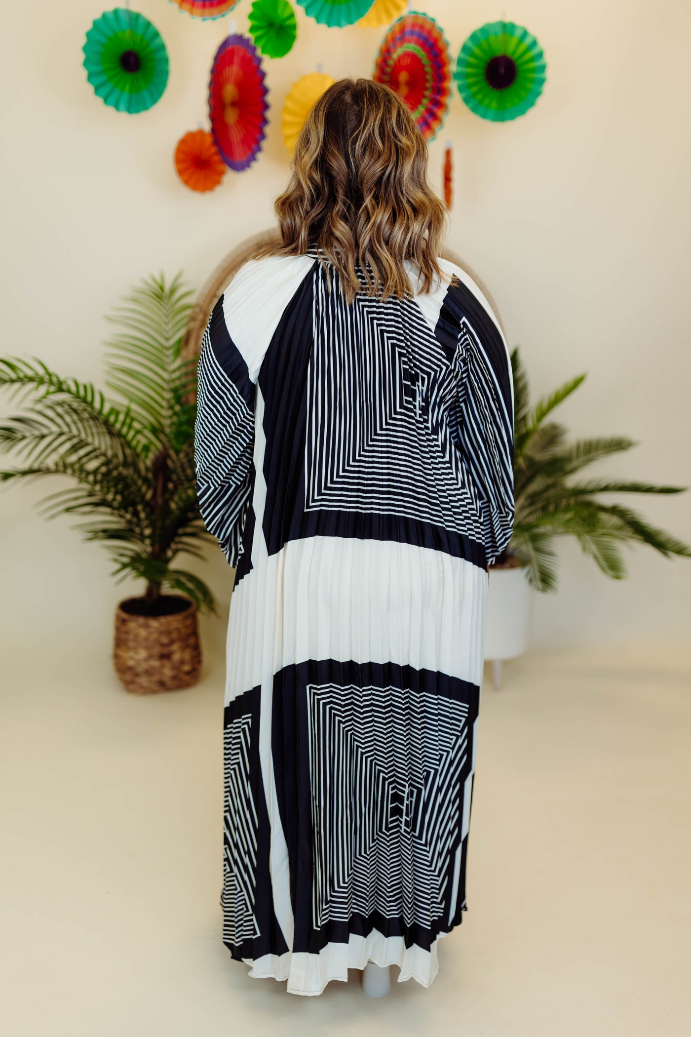 Beulah Ivory and Black Art Deco Maxi Dress