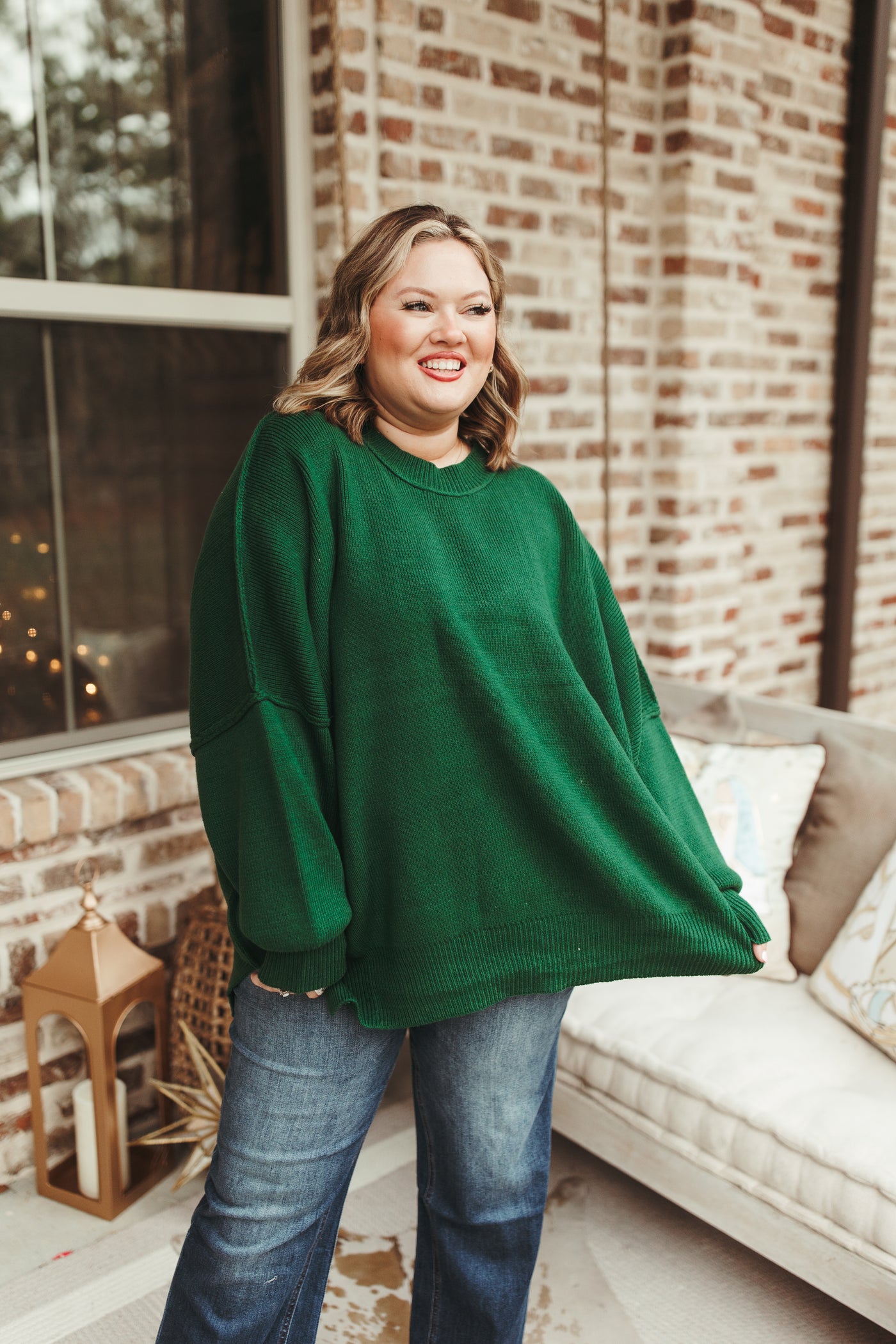 Hunter Green Oversized Knit Sweater