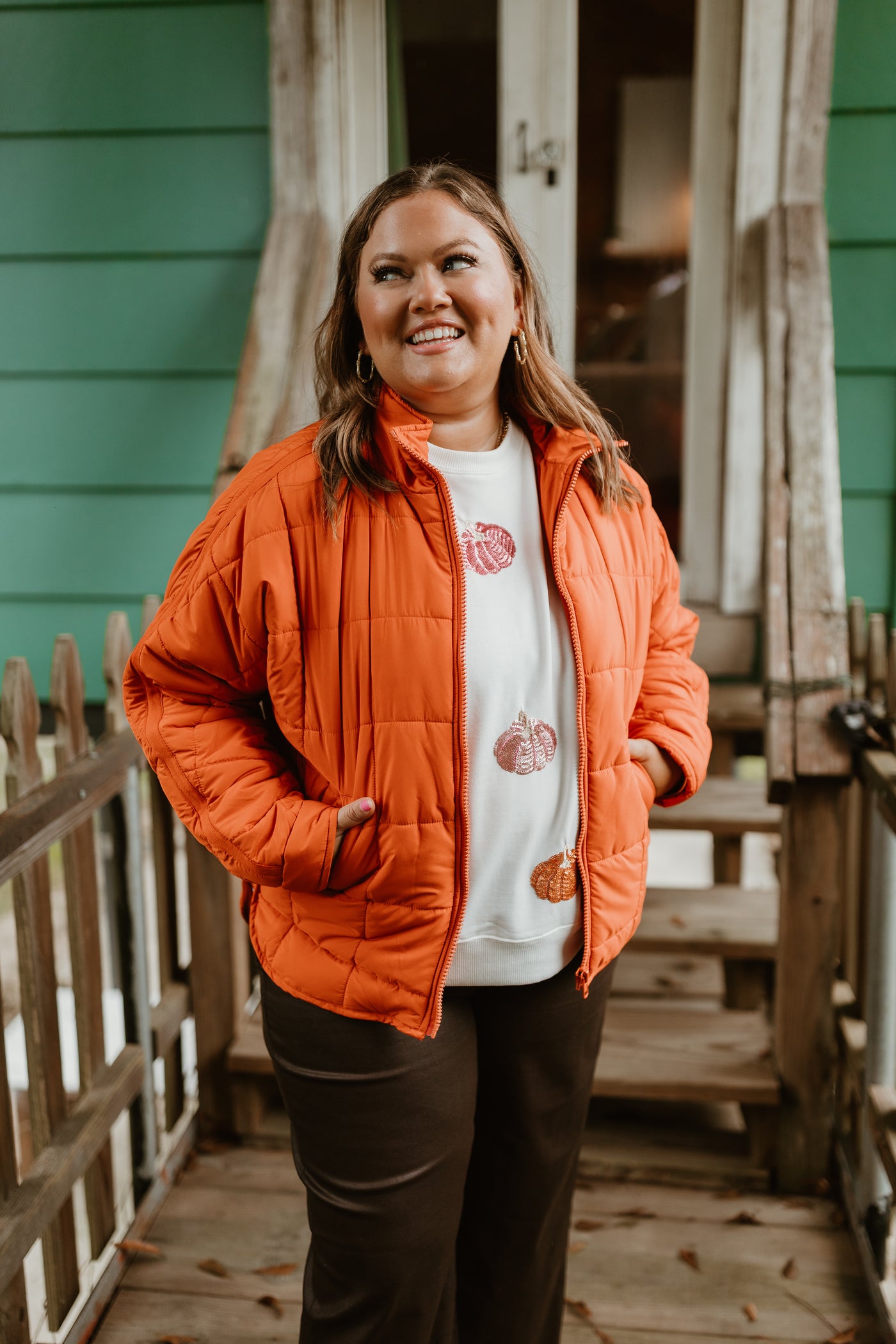 Rust Quilted Collared Jacket