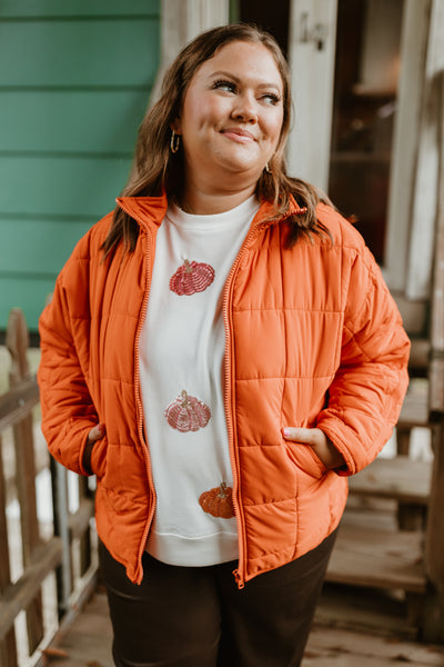 Rust Quilted Collared Jacket