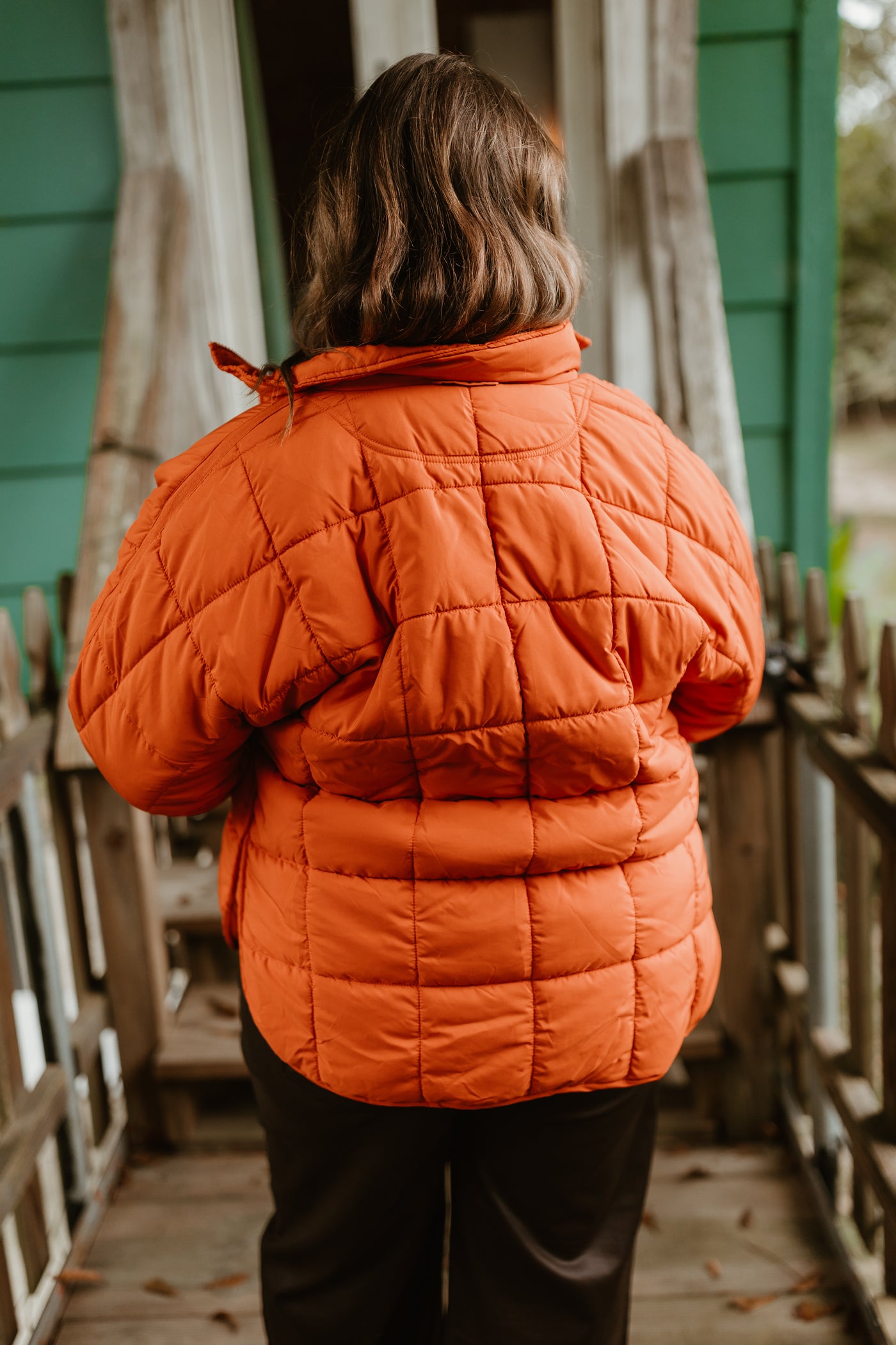 Rust Quilted Collared Jacket