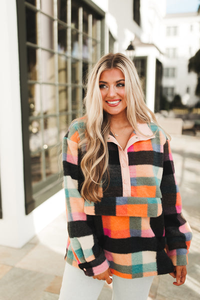 Multicolor Vintage Brushed Checkered Pullover