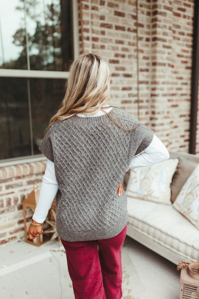 Charcoal Cross Knit Sweater Tank