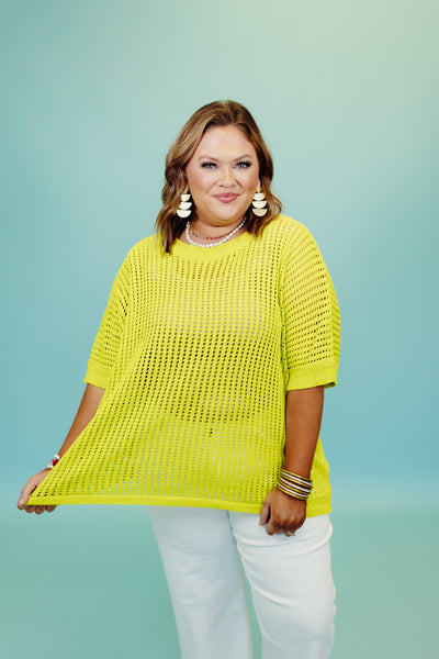 Lime Knit Round Neck Oversized Top