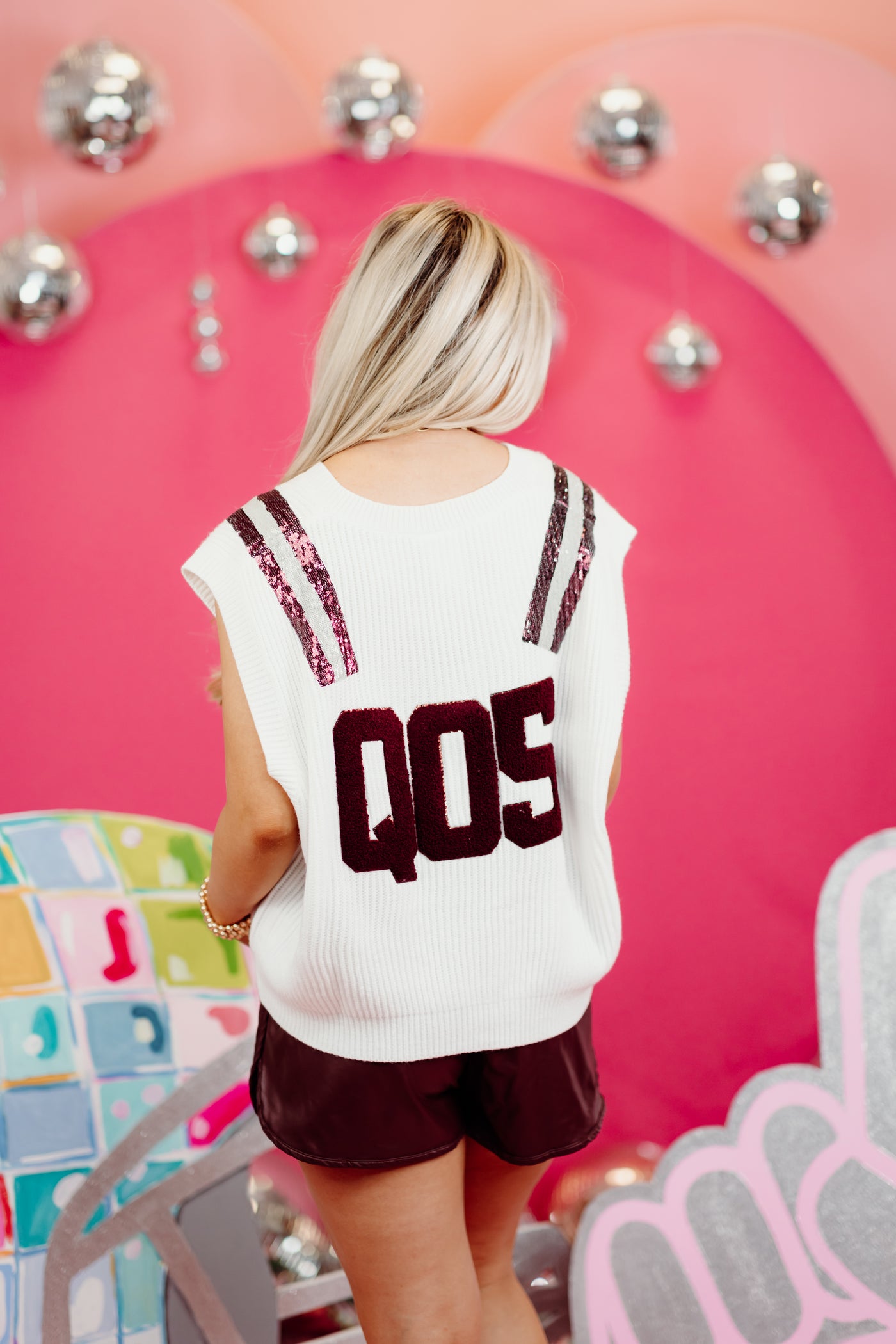 Queen Of Sparkles Maroon Queen Team Sweater Vest