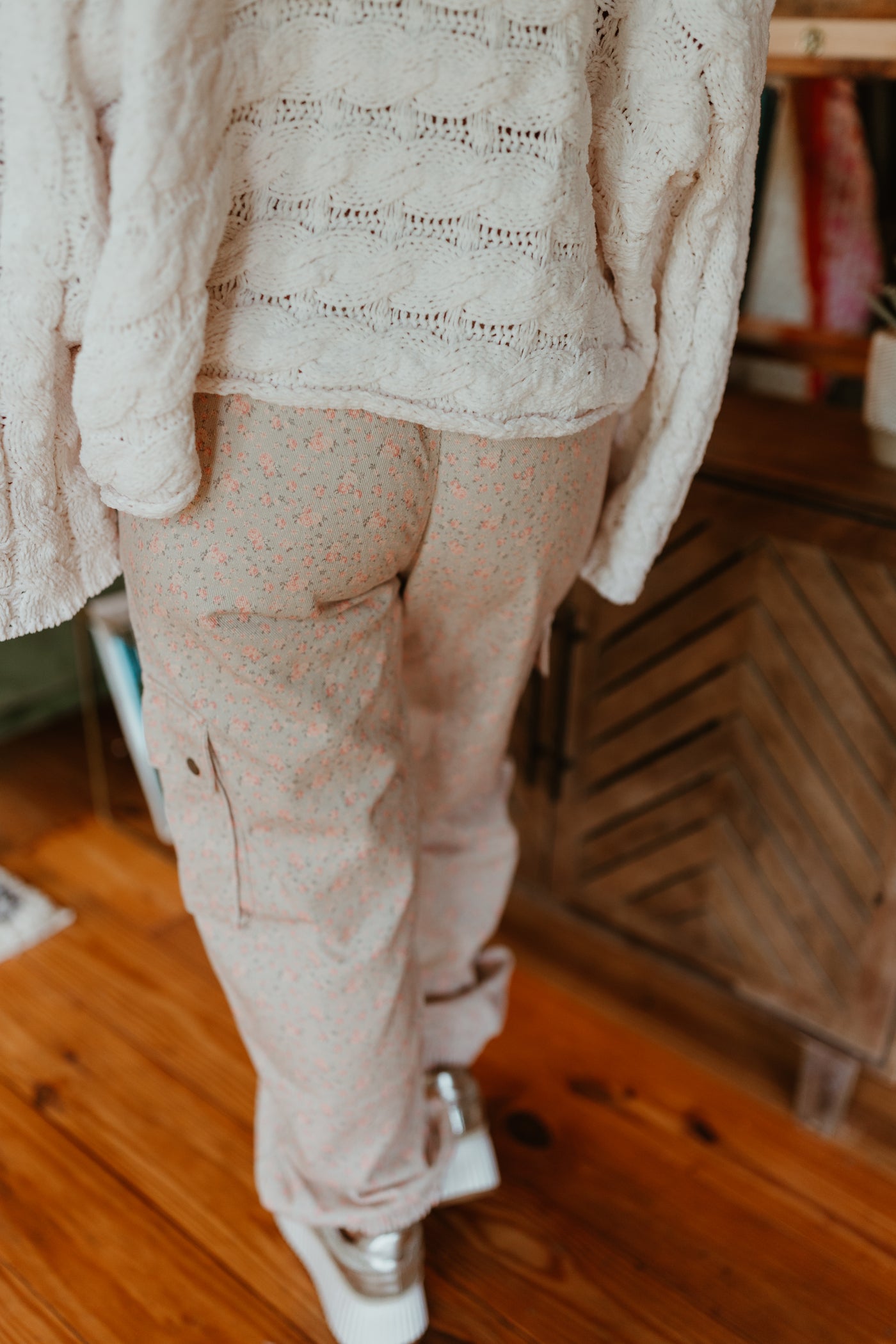 Almond Floral Oversized Pocket Joggers