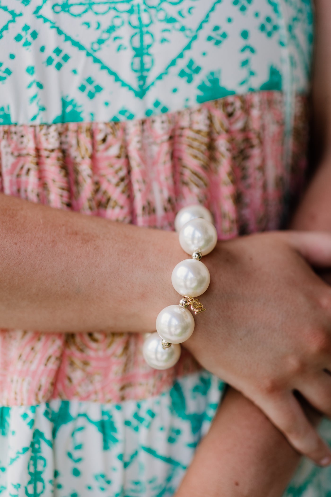 Ivory and Gold Chunky Pearl Bracelet