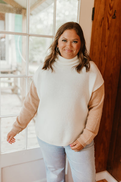 Ivory/Mocha/Rust Turtleneck Oversized Sweater