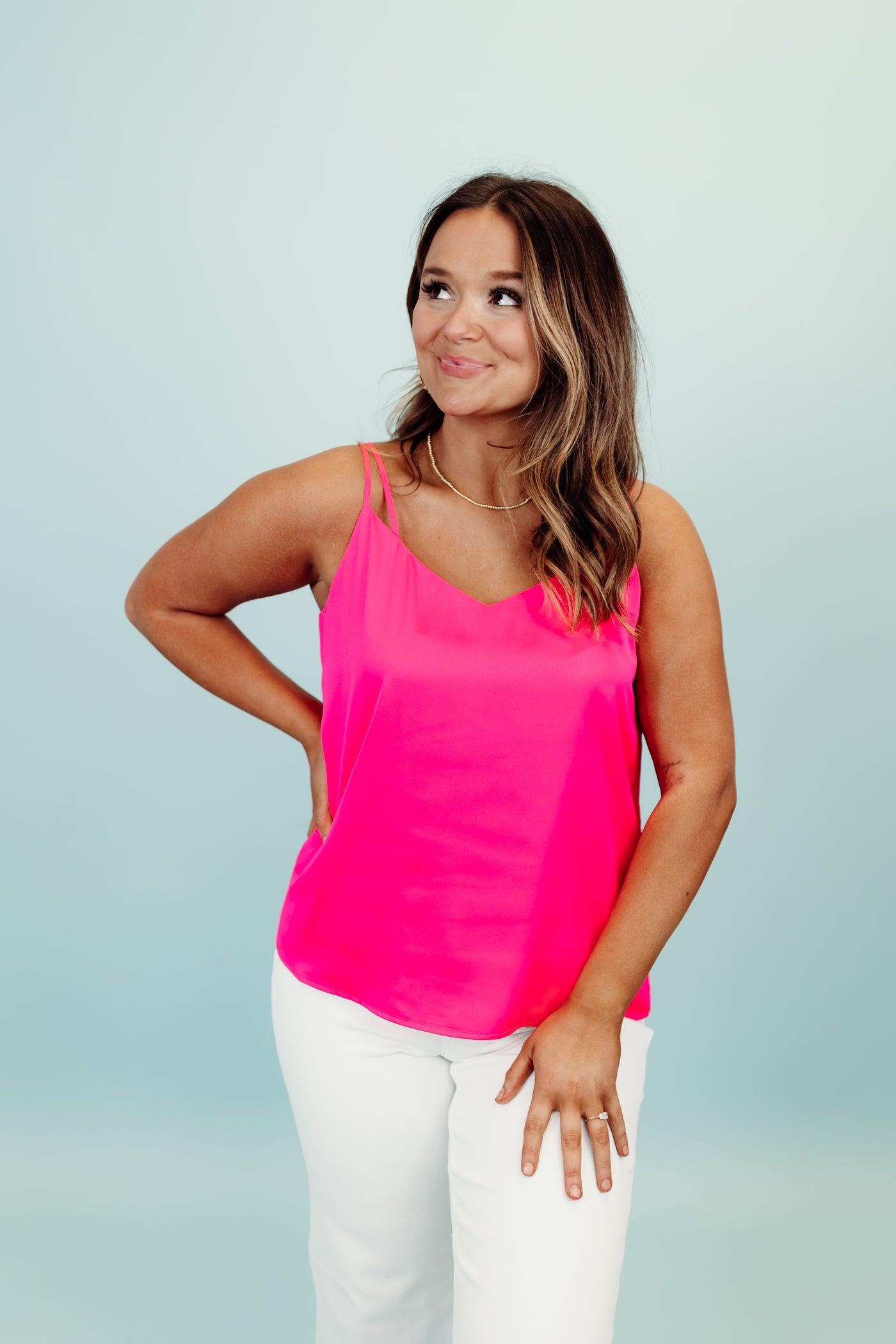 Neon Pink Double Strap Cami Top