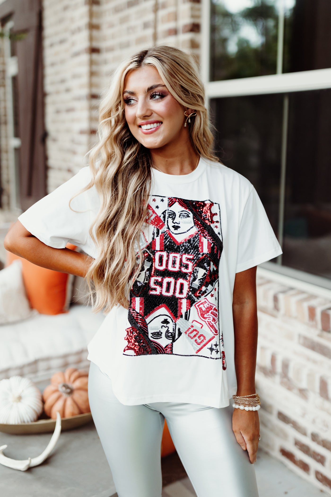 Queen Of Sparkles Black & Red Game Day Card Tee