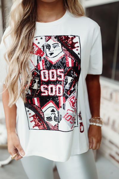 Queen Of Sparkles Black & Red Game Day Card Tee