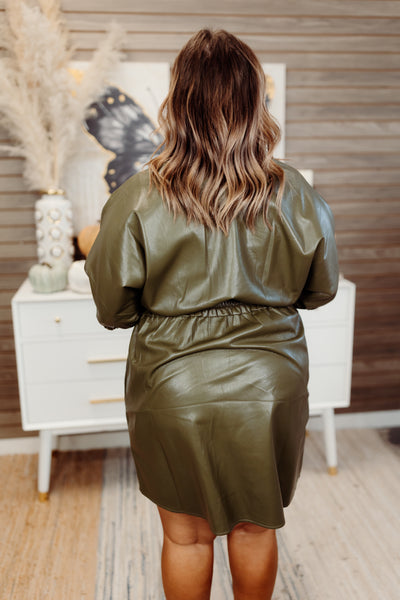 Emily McCarthy Palmer Dress in Olive Night Leather