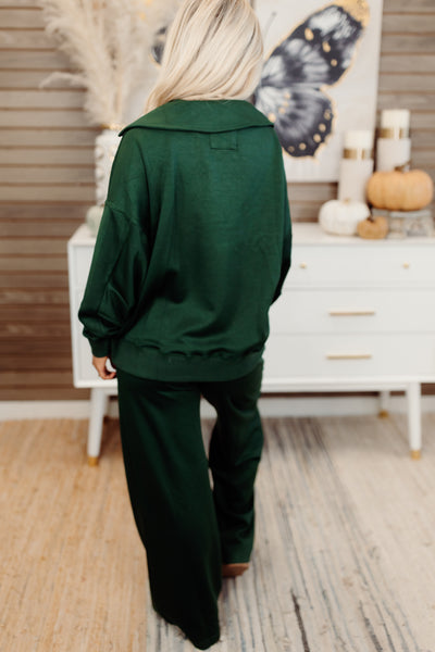 Evergreen Butter Soft Notch Neck Pullover and Pant Set