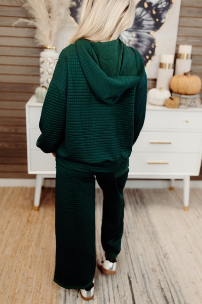 Evergreen Quilted Long Sleeve Hoodie Top and Pant Set