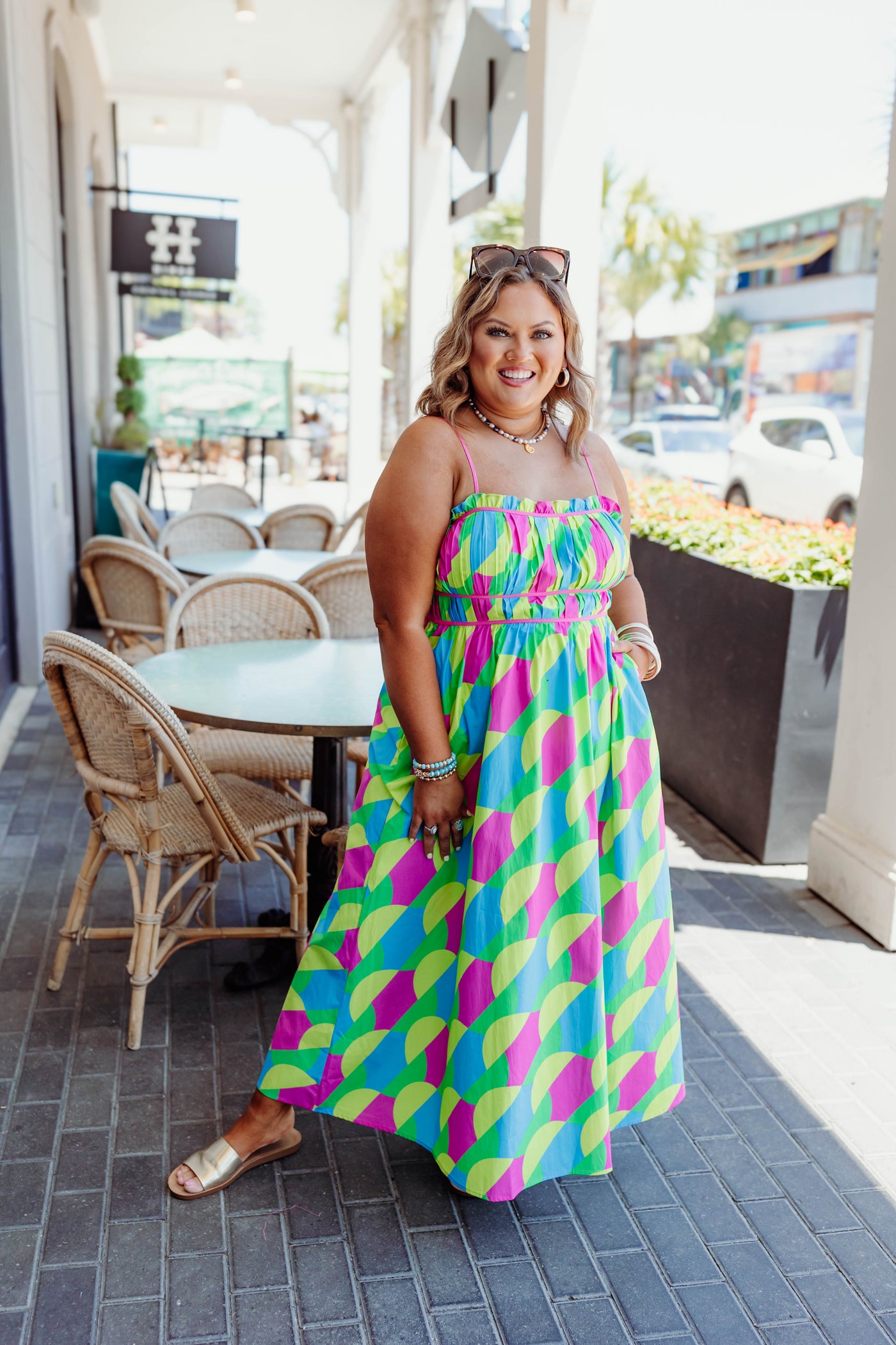 Green Multi Printed Sleeveless Maxi Dress