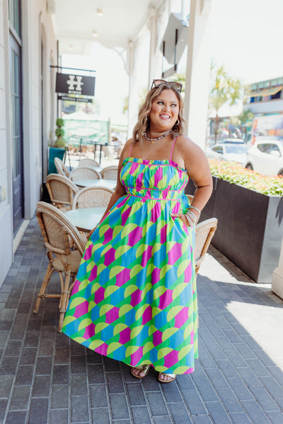 Green Multi Printed Sleeveless Maxi Dress