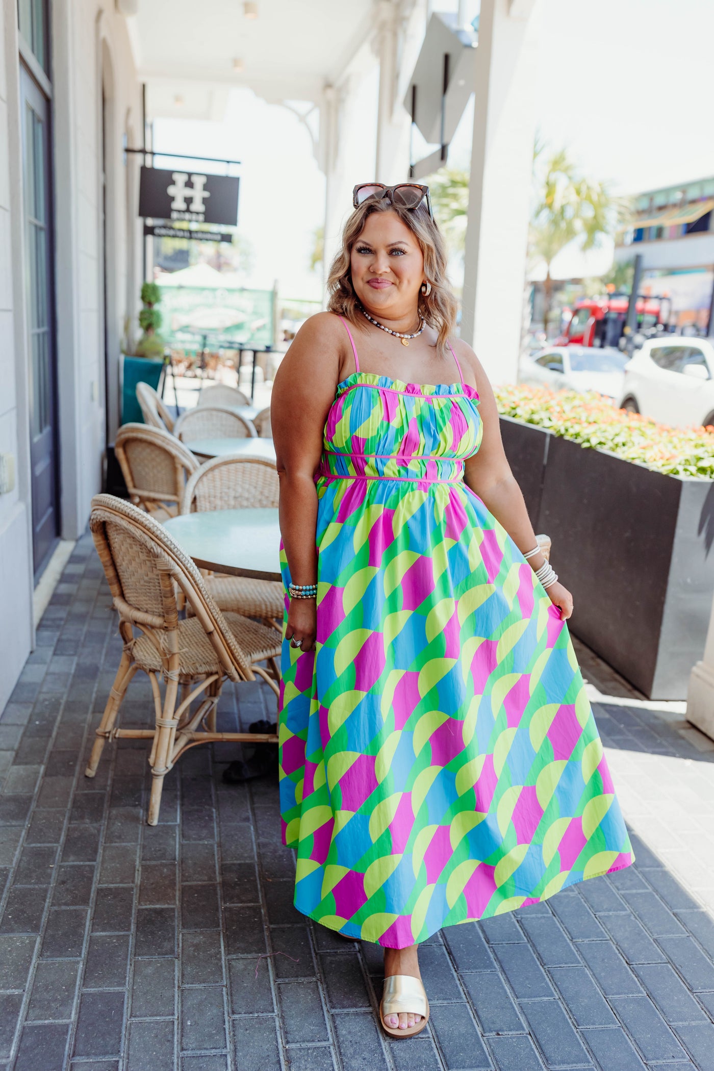 Green Multi Printed Sleeveless Maxi Dress