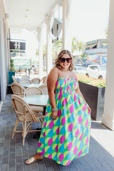 Green Multi Printed Sleeveless Maxi Dress