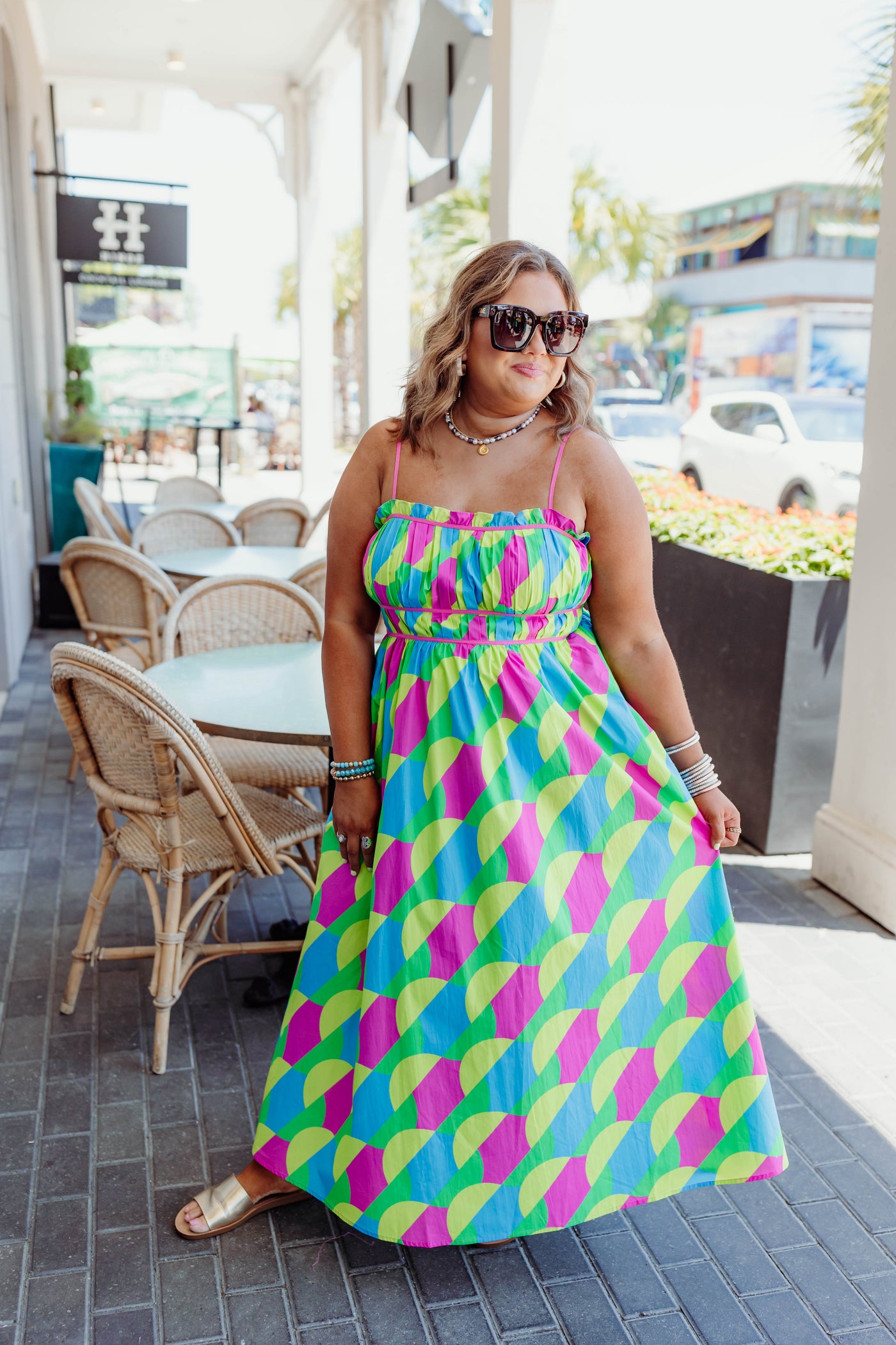 Green Multi Printed Sleeveless Maxi Dress