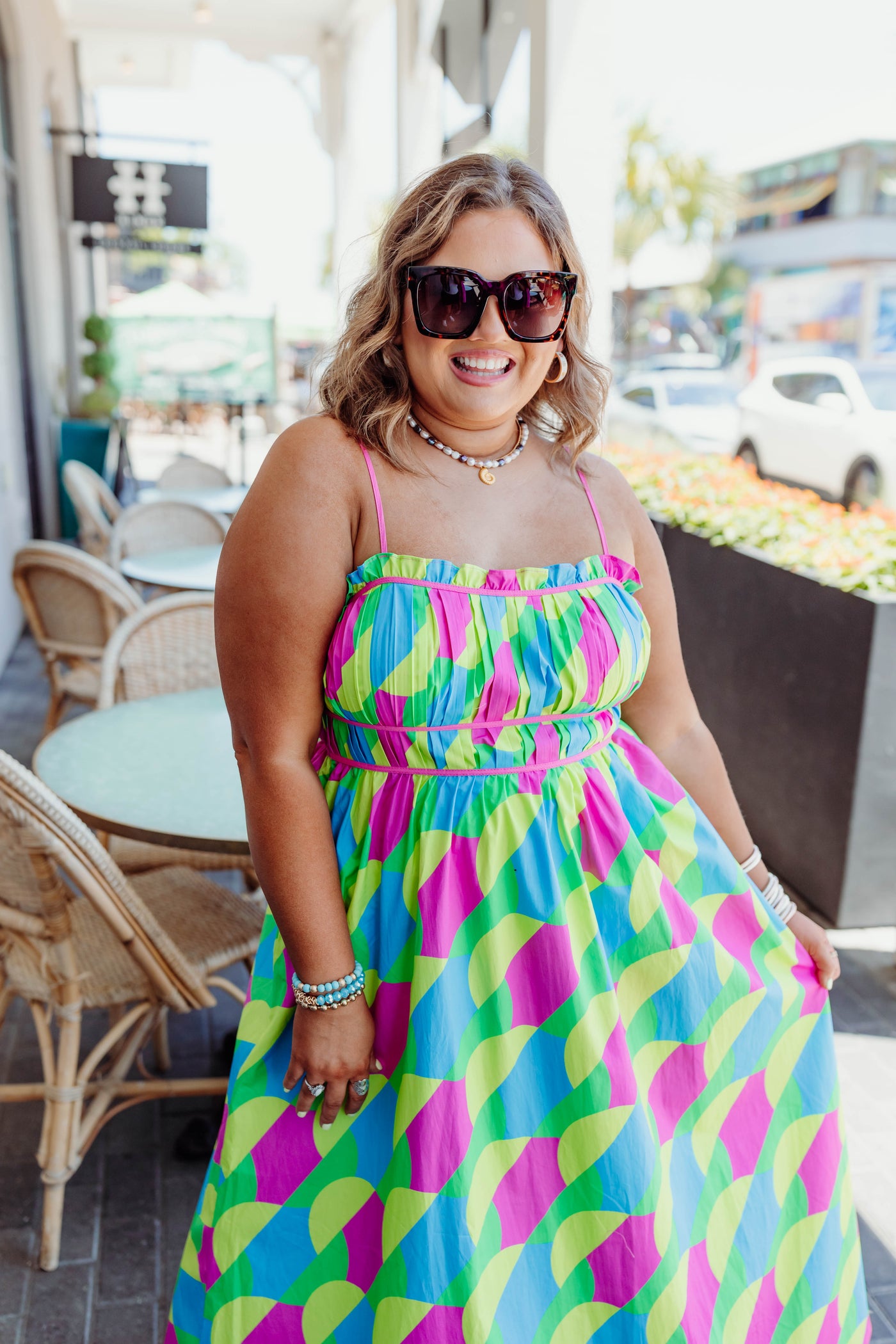 Green Multi Printed Sleeveless Maxi Dress