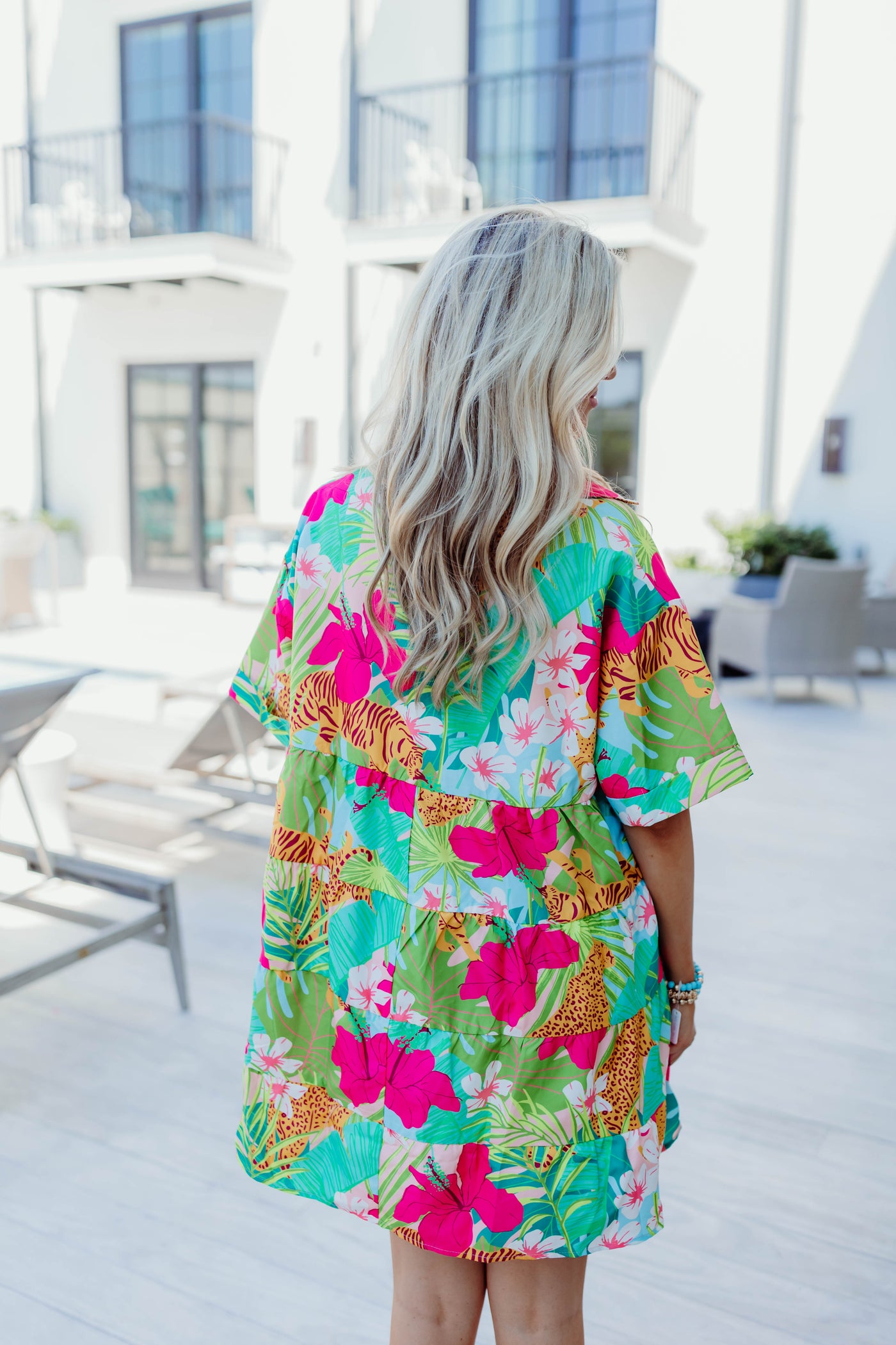 Green Multi Jungle Print Button Down Shirt Dress