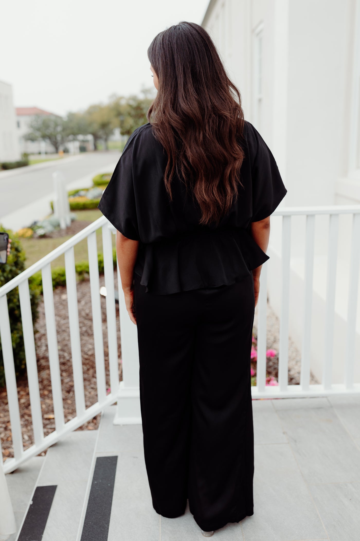 Black V-Neck Ruffle Jumpsuit