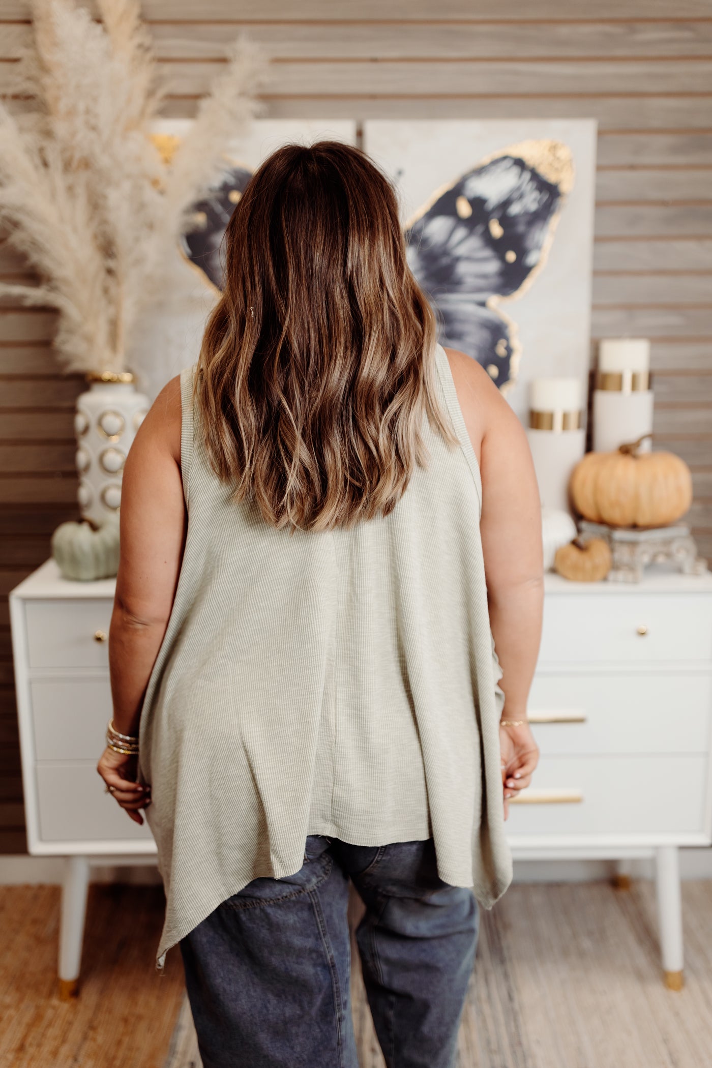 Sage Oversized Scoop Neck Tank