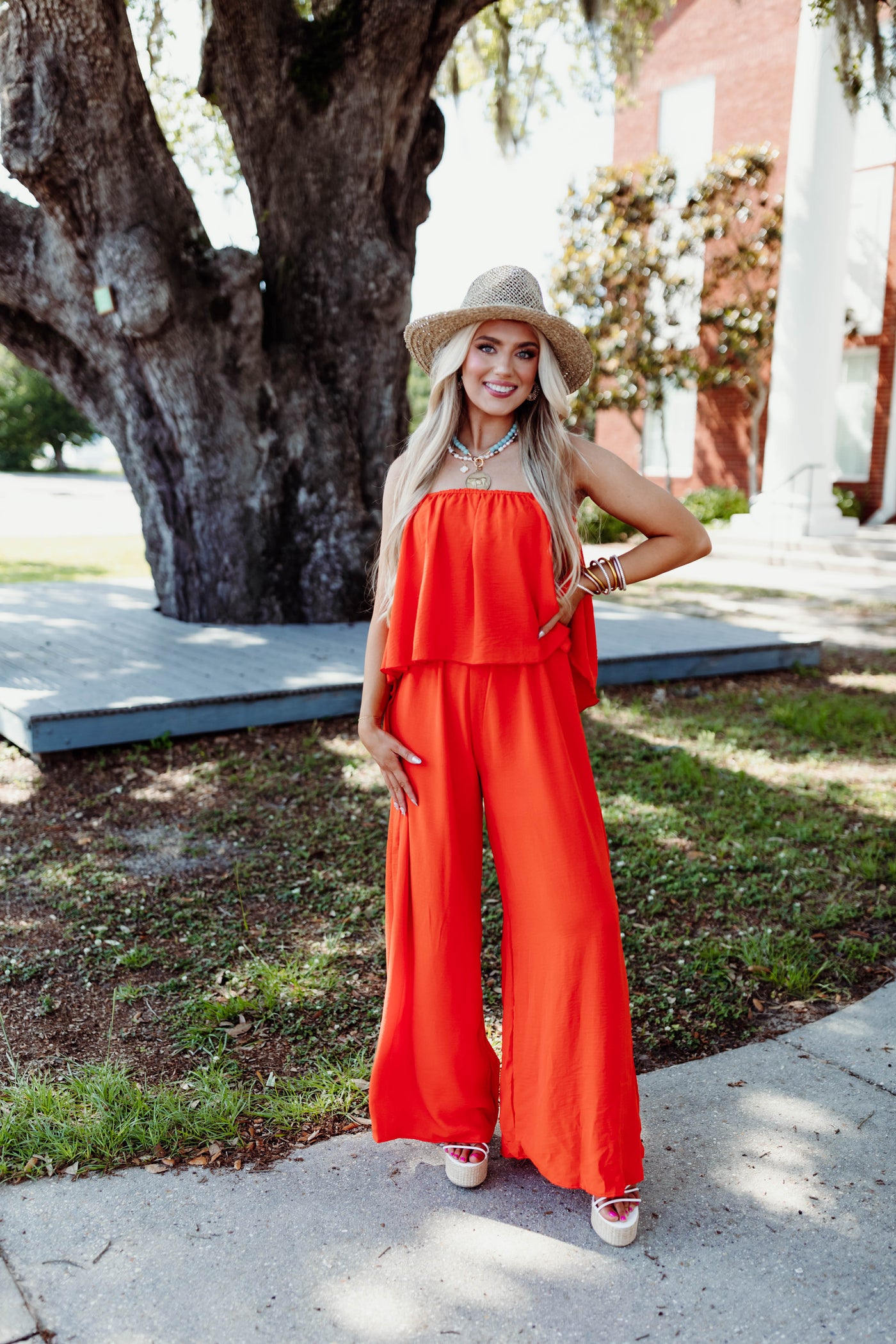 Sunset Strapless Textured Jumpsuit