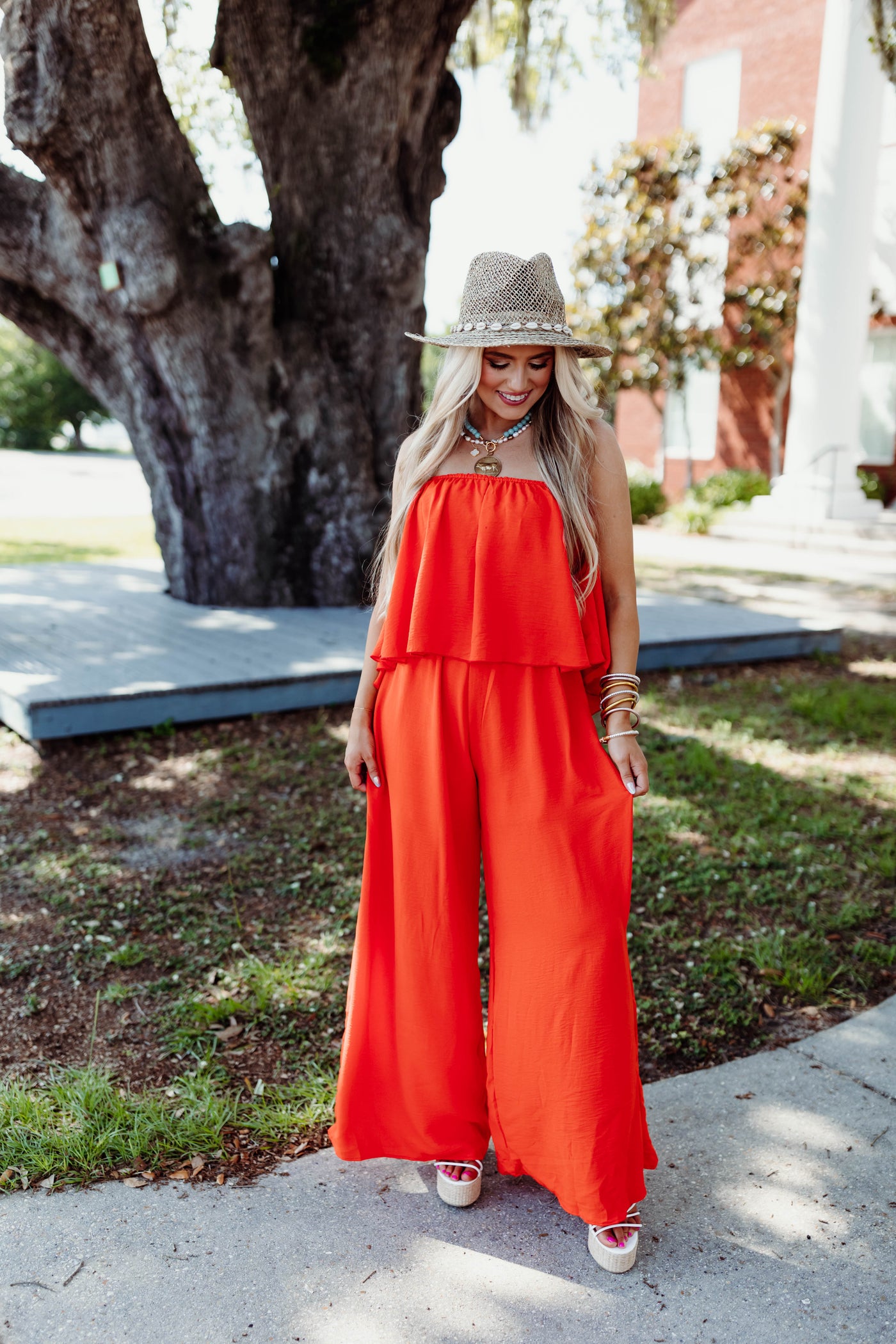 Sunset Strapless Textured Jumpsuit