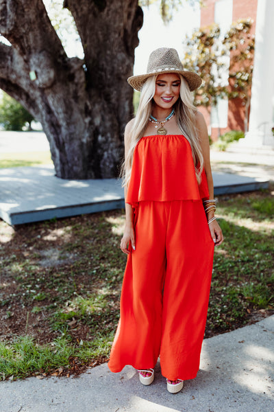 Sunset Strapless Textured Jumpsuit