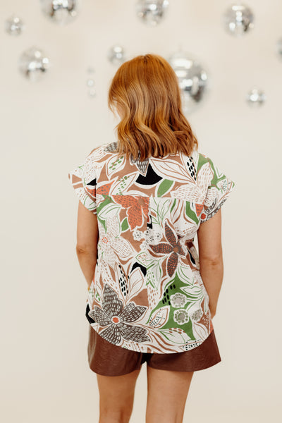 Karlie Brown Floral Fall Poplin Utility Top