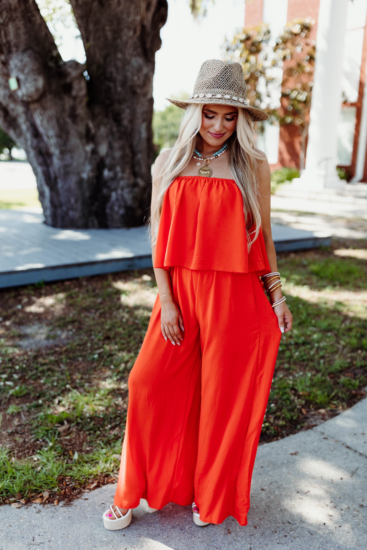 Sunset Strapless Textured Jumpsuit