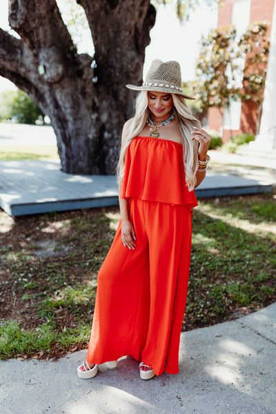 Sunset Strapless Textured Jumpsuit