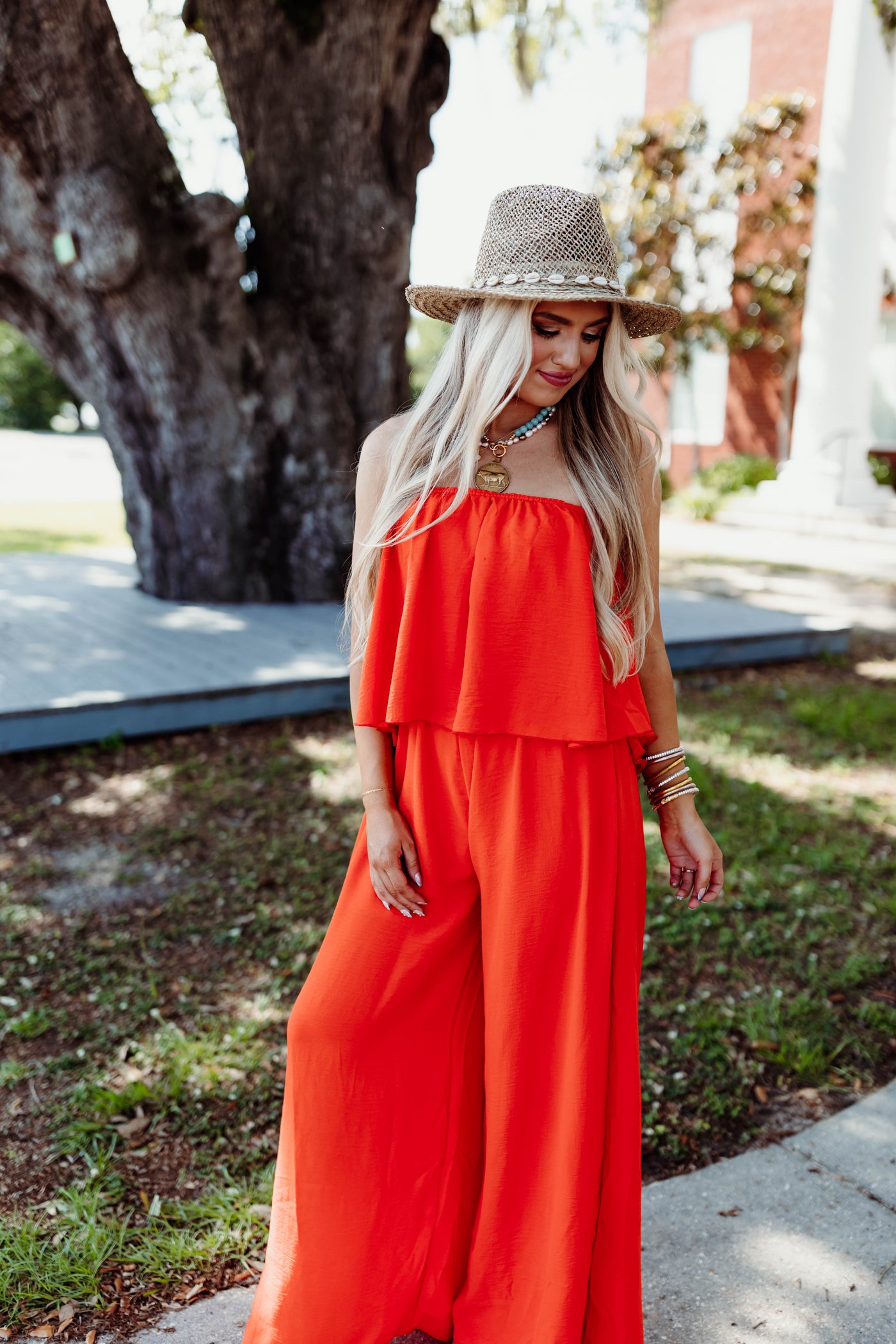 Sunset Strapless Textured Jumpsuit