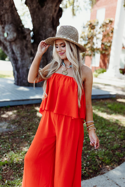 Sunset Strapless Textured Jumpsuit