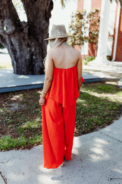 Sunset Strapless Textured Jumpsuit